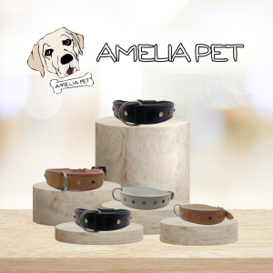Collare Brilliance Amelia Pet in Cuoio con Strass Colorati