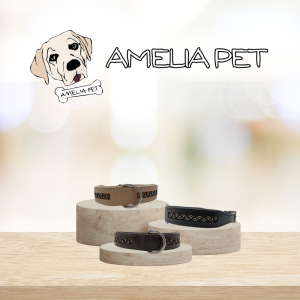 Collare Crystal Amelia Pet in Cuoio con Onda di Strass