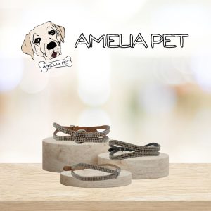 Collare Elegance In Cuoio Amelia Pet con Strass