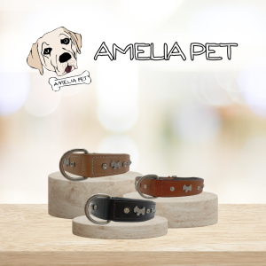 Collare Charm Amelia Pet In Cuoio con Strass