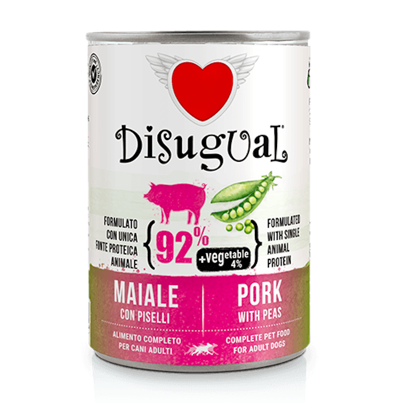 Disugual Adult Patè Monoproteico per Cane Gusto Maiale e Piselli