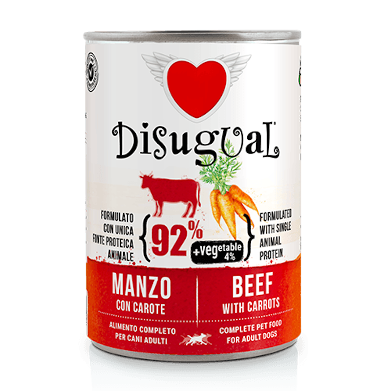 Disugual Adult Patè Monoproteico per Cane Gusto Manzo e Carote