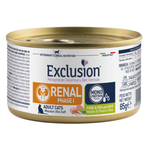 Exclusion Mousse Renal Gatto Gusto Maiale e Piselli 85 gr