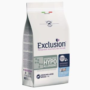 Exclusion Diet Hydrolyzed Hypoallergenic Cane Medium e Large Breed Pesce