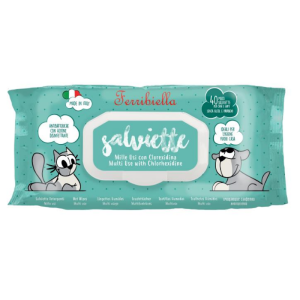 Ferribiella Salviette Detergenti Cane e Gatto Mille Usi Clorexidina 40 Pezzi