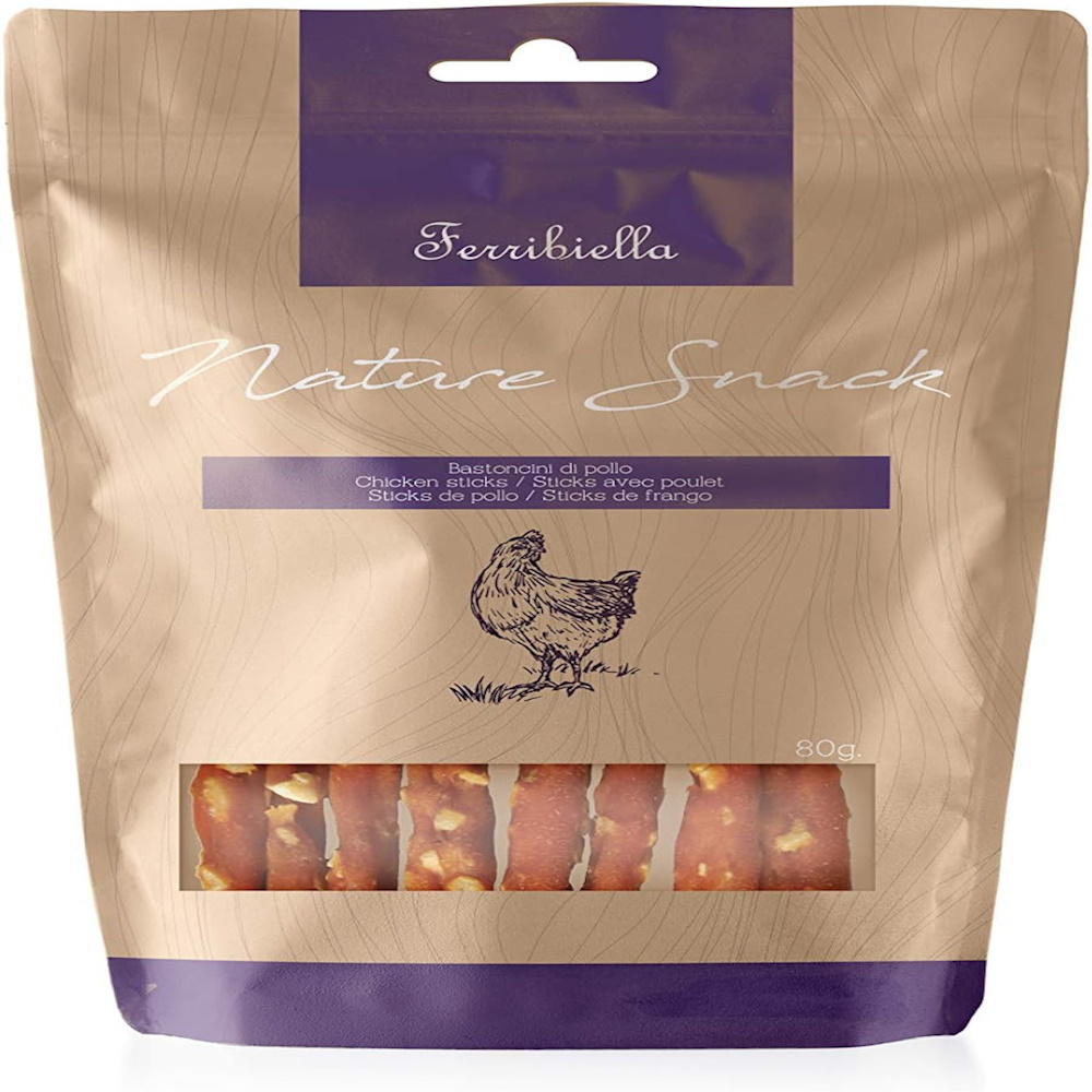 Ferribiella Nature Snack Cane Bastoncini Ricoperti di Pollo 80 gr