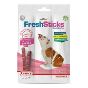 Giuntini Snack per Cani di tutte le Taglie Crancy Fresh Sticks Salmone 30 gr