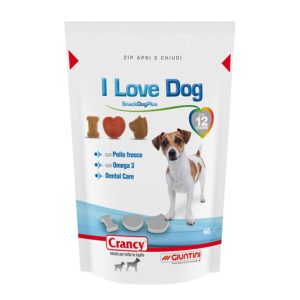 Giuntini Snack per Cani di tutte le Taglie Crancy I Love Dog 60 gr