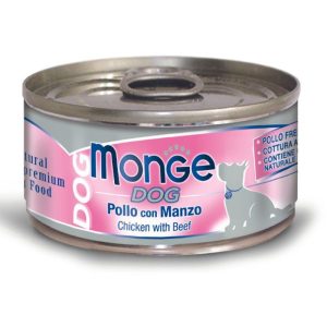 Monge Pezzetti di Carne Gusto Pollo e Manzo per Cane Adulto 95 gr