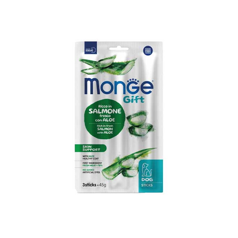 Monge Gift Snack Stick Cane Skin Support Salmone e Aloe 45 gr