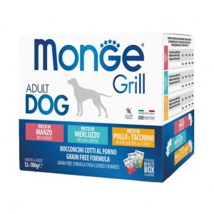 Monge Grill Cane Multipack Manzo Merluzzo Pollo e Tacchino 12×100 gr