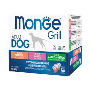 Monge Grill Cane Multipack Salmone Maiale Agnello e Ortaggi 12×100 gr