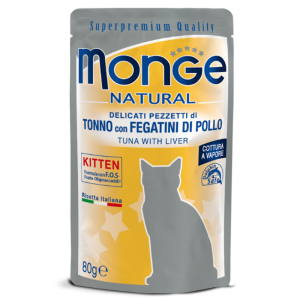 Monge Natural Bustine Gatto Kitten Tonno con Fegatini di Pollo 80 gr