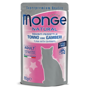 Monge Natural Bustine Gatto Adulto Tonno e Gamberi 80 gr