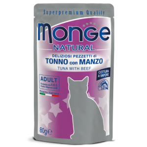 Monge Natural Bustine Gatto Adulto Tonno e Manzo 80 gr