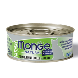 Monge Natural Scatolette Gatto Gusto Tonno a Pinne Gialle con Pollo 80 gr