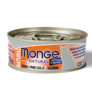 Monge Natural Scatolette Gatto Gusto Tonno a Pinne Gialle con Salmone 80 gr
