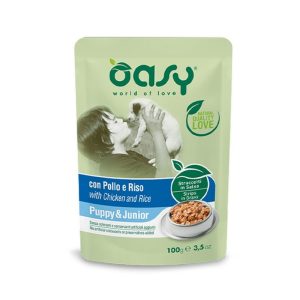 Oasy Puppy Junior Straccetti in Salsa Cuccioli Gusto Pollo e Riso