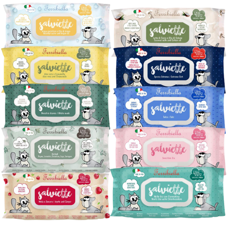Ferribiella Salviette Detergenti Cane e Gatto Muschio Bianco 40 Pezzi - immagine 3
