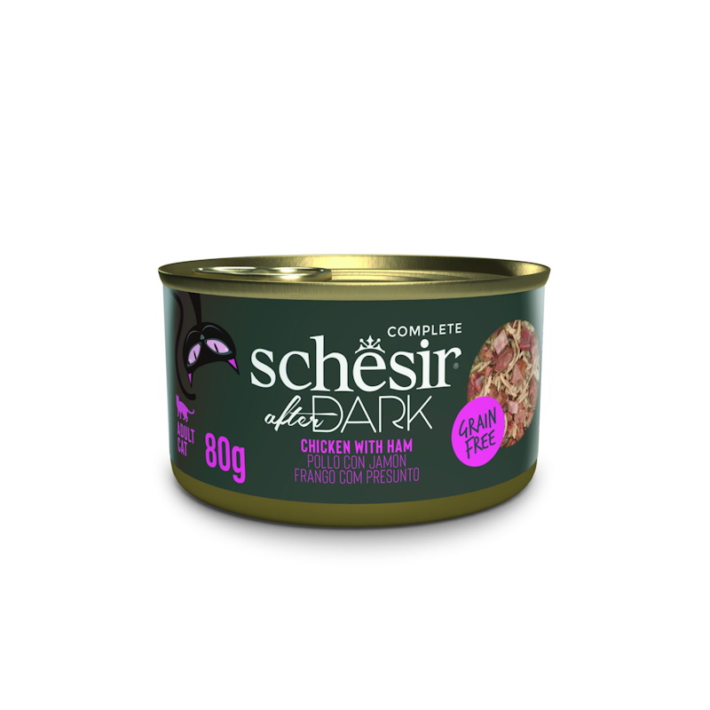 Schesir Dark Filetti in Brodo Gatto Gusto Pollo e Prosciutto 80 gr