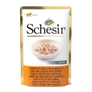 Schesir Cat Adult Tonnetto e Pollo con Gamberetti in Jelly 85 gr