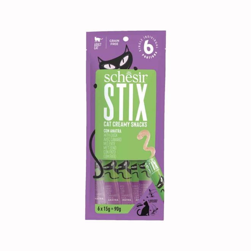 Schesir Stix Snack Crema per Gatto Adulto Gusto Anatra 6×15 gr - immagine 2