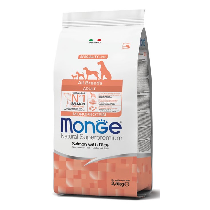 Monge All Breeds Adult Monoprotein Salmone e Riso