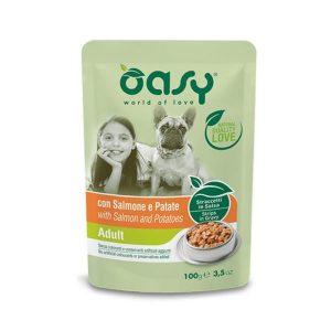 Oasy Adult Straccetti in Salsa per Cane Gusto Salmone e Patate