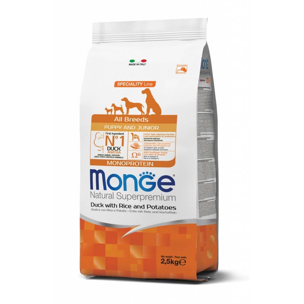 Monge All Breeds Puppy & Junior Monoprotein Anatra, Riso e Patate - immagine 2